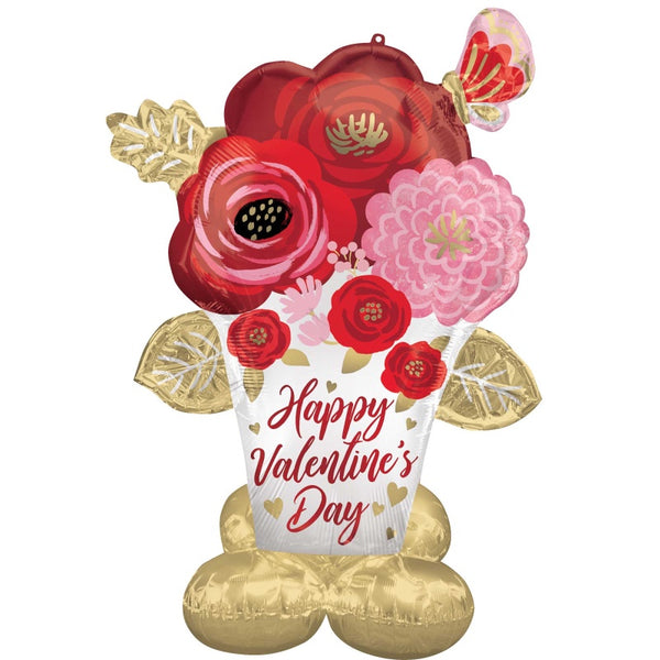 AIRLOONZ HAPPY VALENTINE'S DAY SATIN PAINTED FLOWERS P70